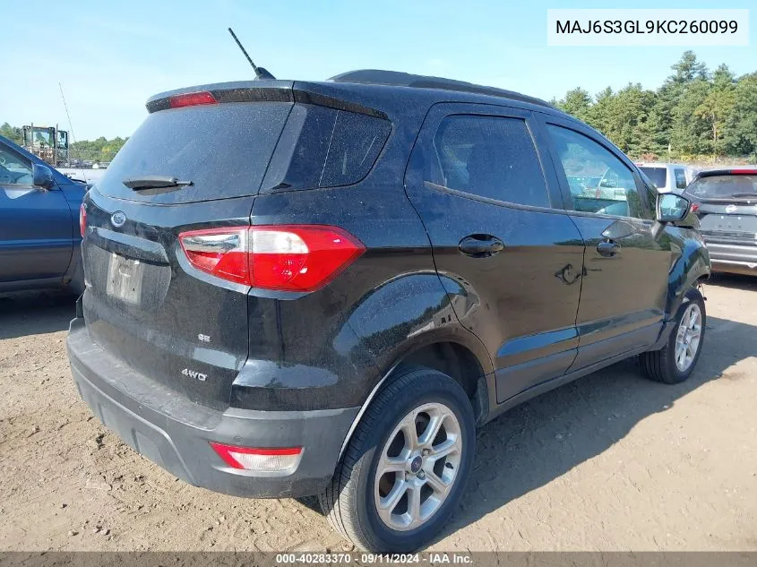 2019 Ford Ecosport Se VIN: MAJ6S3GL9KC260099 Lot: 40283370