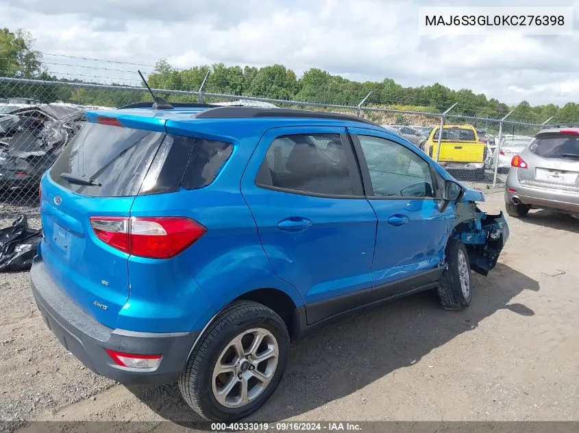 MAJ6S3GL0KC276398 2019 Ford Ecosport Se