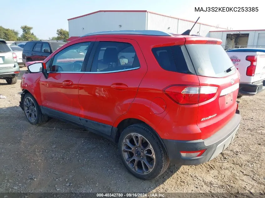 2019 Ford Ecosport Titanium VIN: MAJ3S2KE0KC253385 Lot: 40342780