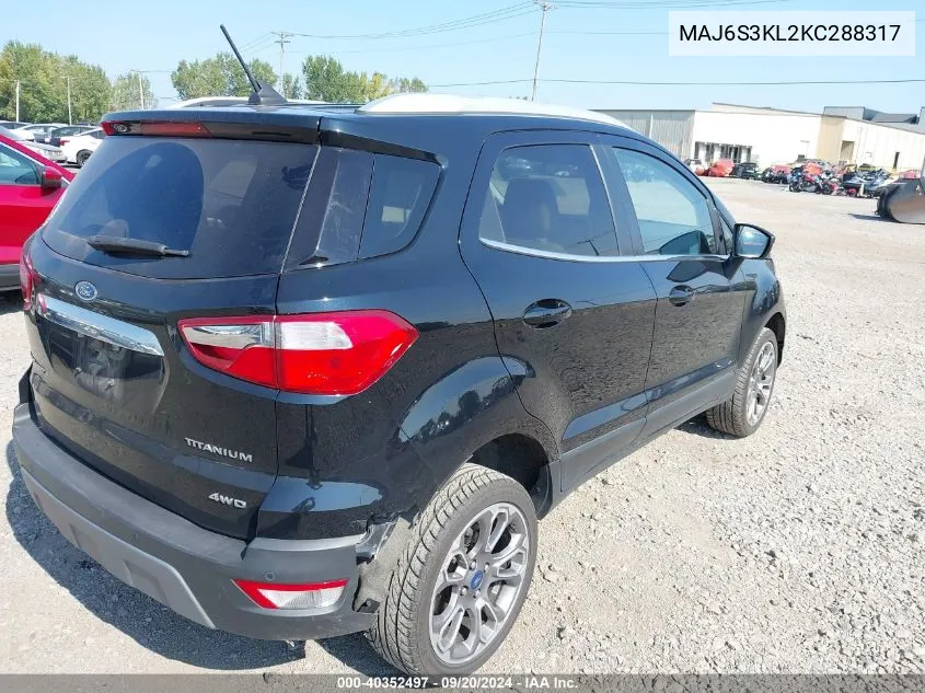 2019 Ford Ecosport Titanium VIN: MAJ6S3KL2KC288317 Lot: 40352497