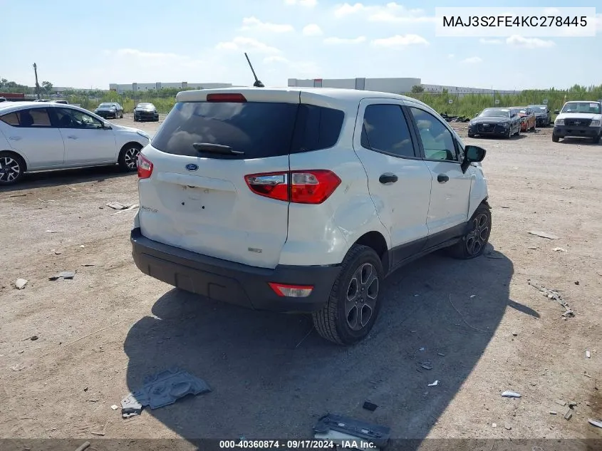 2019 Ford Ecosport S VIN: MAJ3S2FE4KC278445 Lot: 40360874