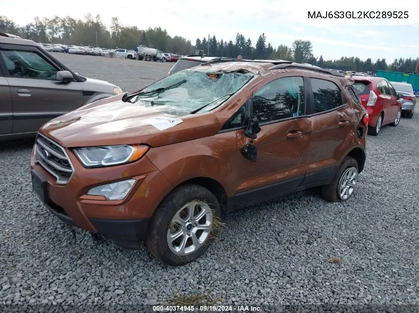 2019 Ford Ecosport Se VIN: MAJ6S3GL2KC289525 Lot: 40374945