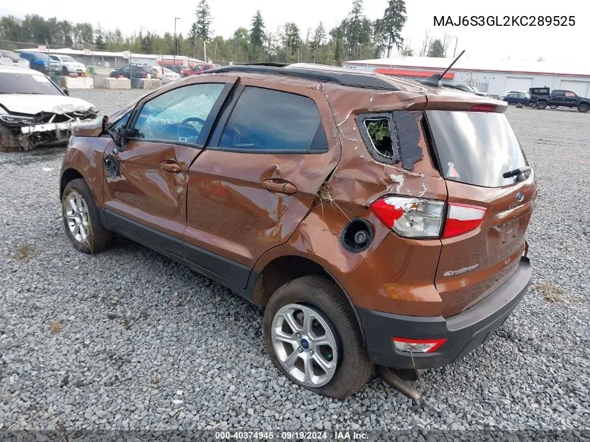 2019 Ford Ecosport Se VIN: MAJ6S3GL2KC289525 Lot: 40374945