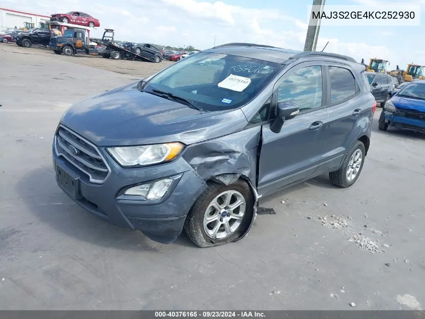 2019 Ford Ecosport Se VIN: MAJ3S2GE4KC252930 Lot: 40376165