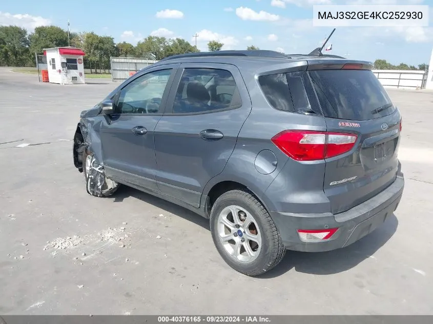 2019 Ford Ecosport Se VIN: MAJ3S2GE4KC252930 Lot: 40376165