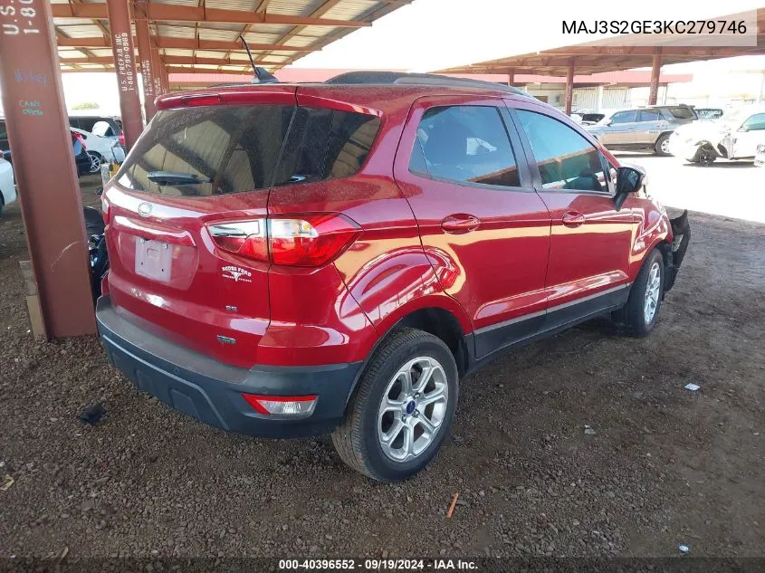 2019 Ford Ecosport Se VIN: MAJ3S2GE3KC279746 Lot: 40396552