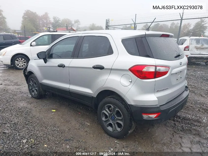 2019 Ford Ecosport S VIN: MAJ6S3FLXKC293078 Lot: 40411217