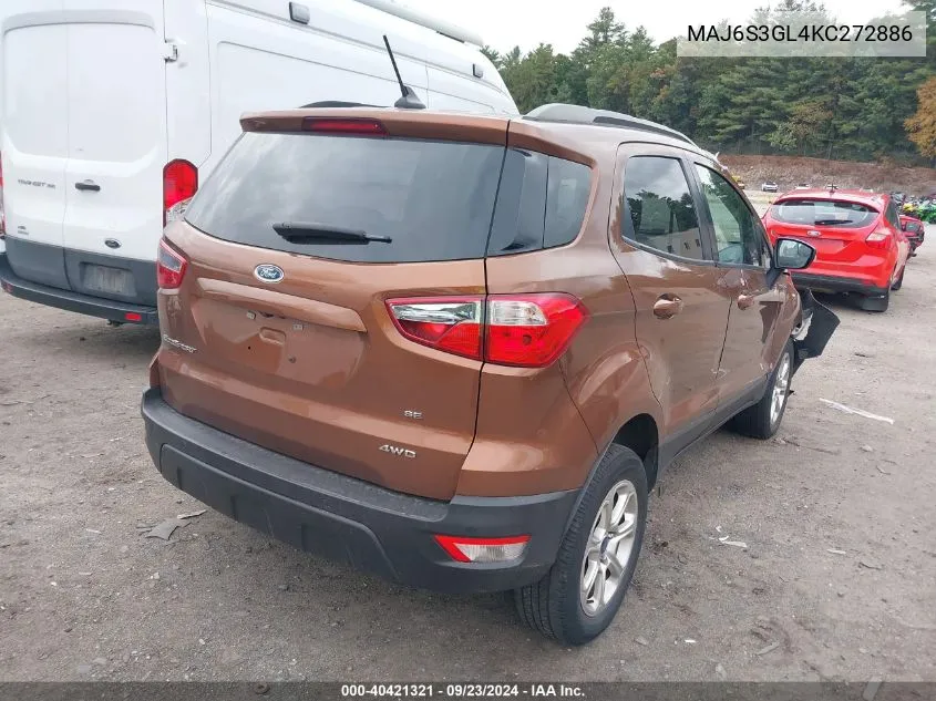 2019 Ford Ecosport Se VIN: MAJ6S3GL4KC272886 Lot: 40421321