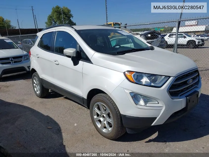 2019 Ford Ecosport Se VIN: MAJ6S3GL0KC280547 Lot: 40487265