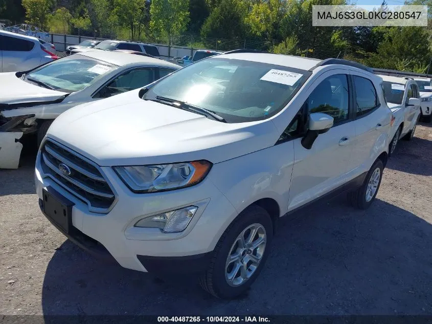 2019 Ford Ecosport Se VIN: MAJ6S3GL0KC280547 Lot: 40487265