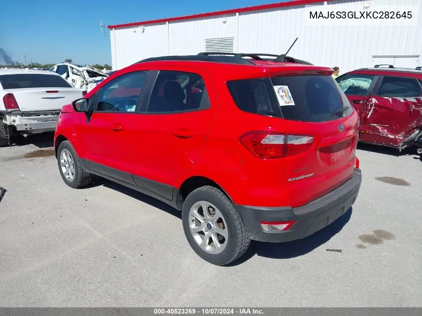 2019 Ford Ecosport Se VIN: MAJ6S3GLXKC282645 Lot: 40523269