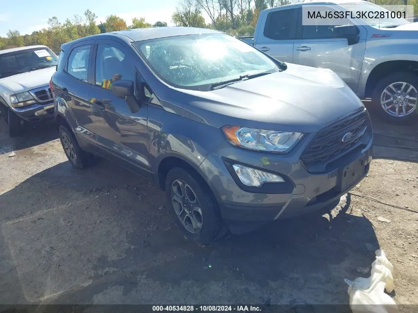 2019 Ford Ecosport S VIN: MAJ6S3FL3KC281001 Lot: 40534828