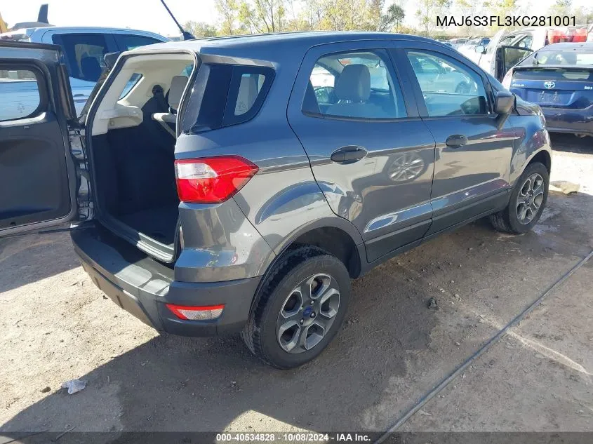 2019 Ford Ecosport S VIN: MAJ6S3FL3KC281001 Lot: 40534828