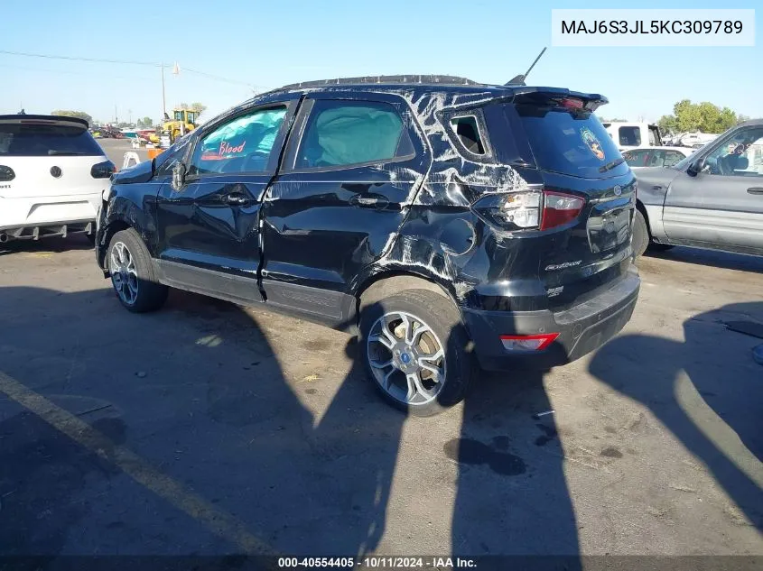 2019 Ford Ecosport Ses VIN: MAJ6S3JL5KC309789 Lot: 40554405