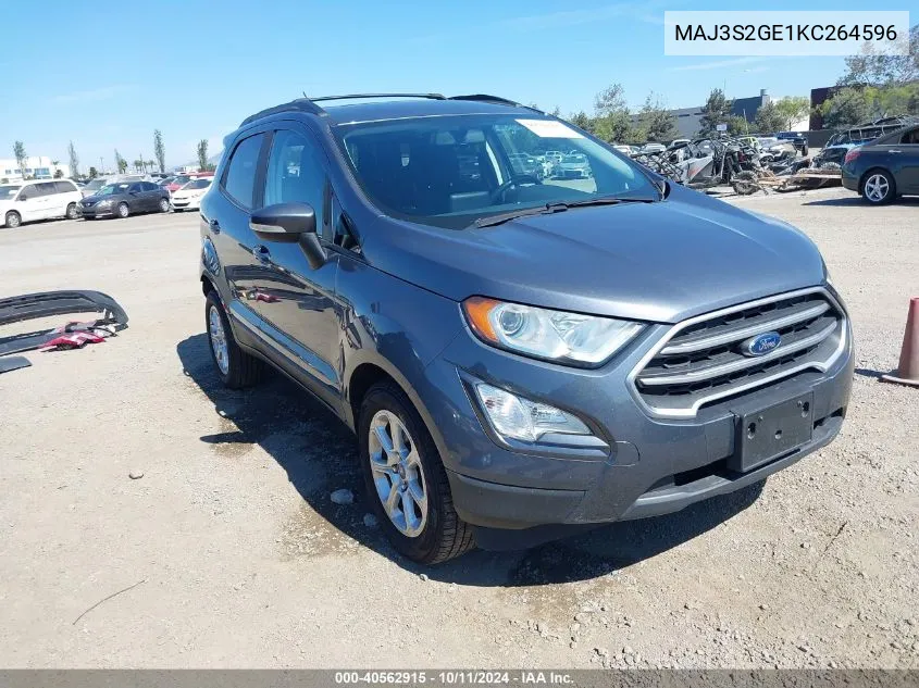 2019 Ford Ecosport Se VIN: MAJ3S2GE1KC264596 Lot: 40562915