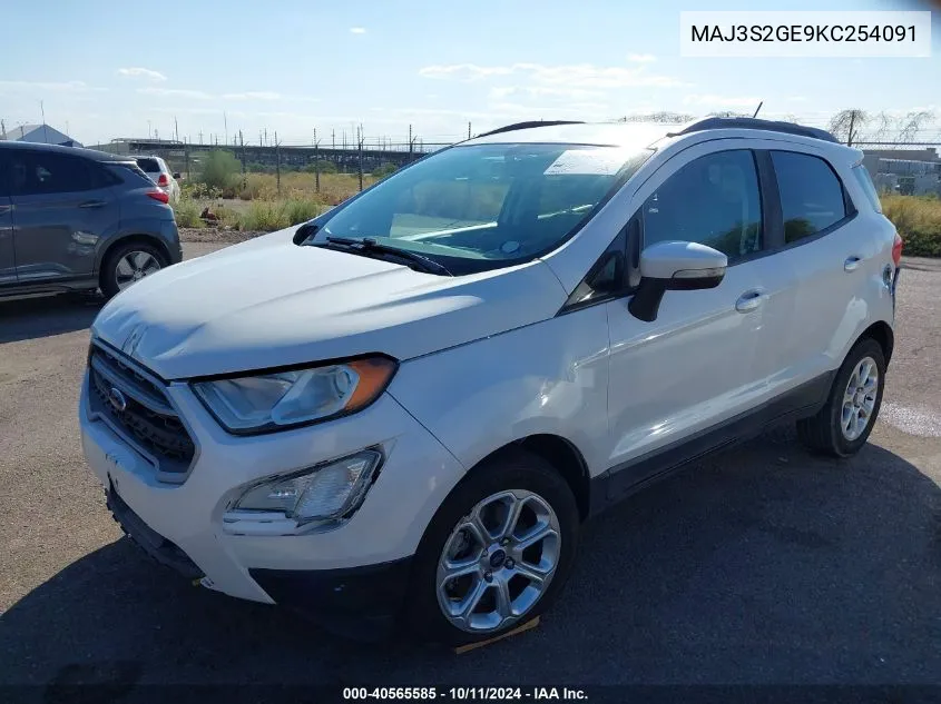 MAJ3S2GE9KC254091 2019 Ford Ecosport Se