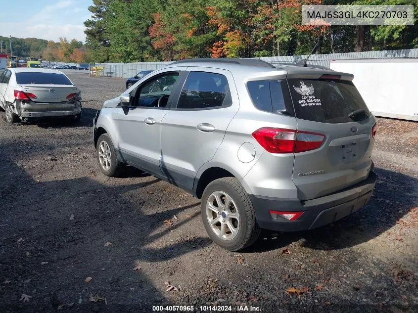 2019 Ford Ecosport Se VIN: MAJ6S3GL4KC270703 Lot: 40570965