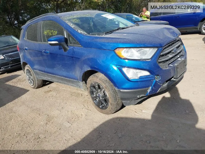 2019 Ford Ecosport Se VIN: MAJ6S3GL2KC289329 Lot: 40582909