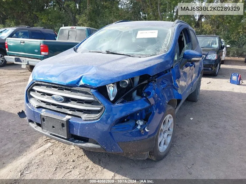 2019 Ford Ecosport Se VIN: MAJ6S3GL2KC289329 Lot: 40582909