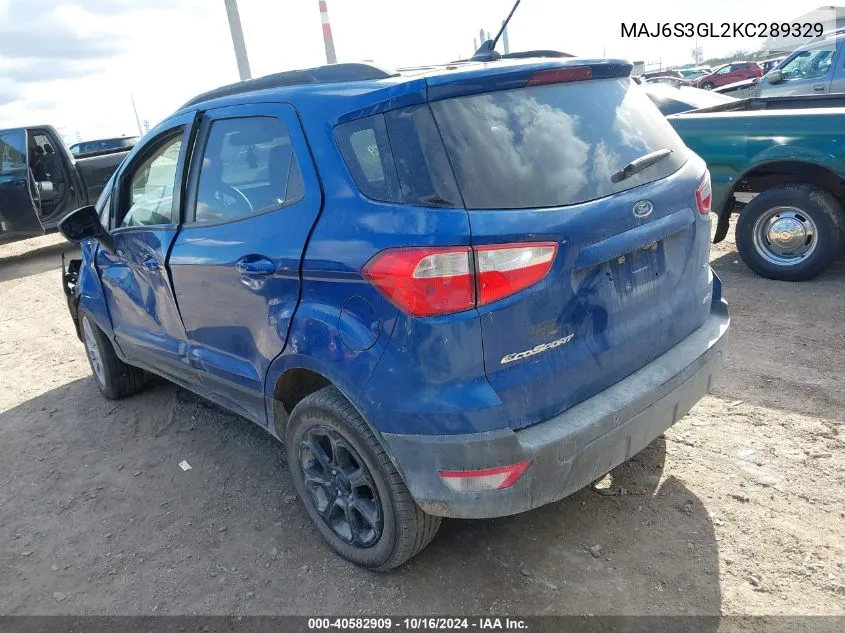 2019 Ford Ecosport Se VIN: MAJ6S3GL2KC289329 Lot: 40582909