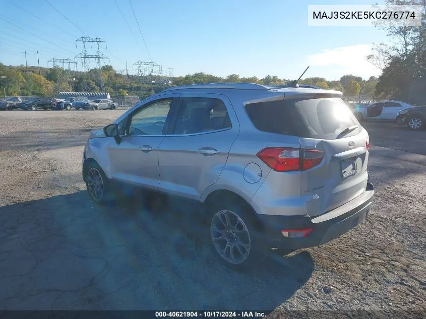 2019 Ford Ecosport Titanium VIN: MAJ3S2KE5KC276774 Lot: 40621904