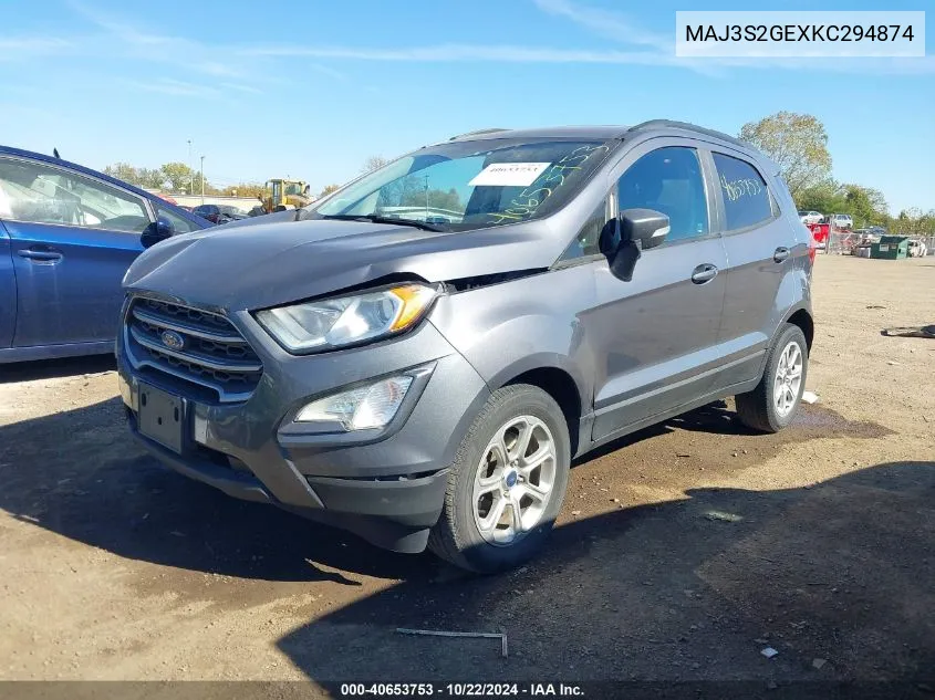 2019 Ford Ecosport Se VIN: MAJ3S2GEXKC294874 Lot: 40653753