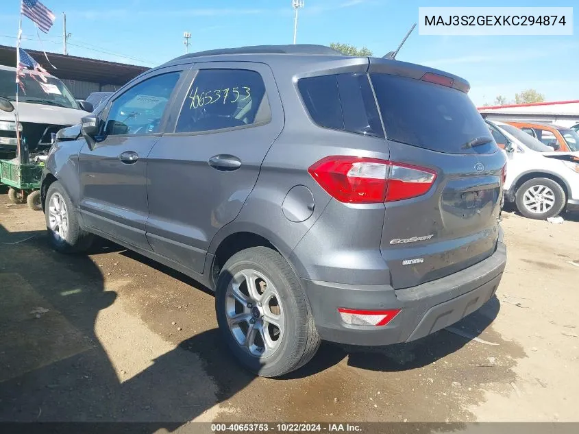 2019 Ford Ecosport Se VIN: MAJ3S2GEXKC294874 Lot: 40653753