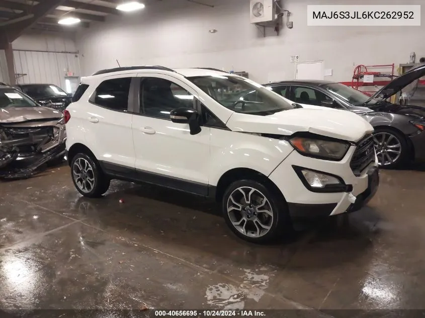 2019 Ford Ecosport Ses VIN: MAJ6S3JL6KC262952 Lot: 40656695