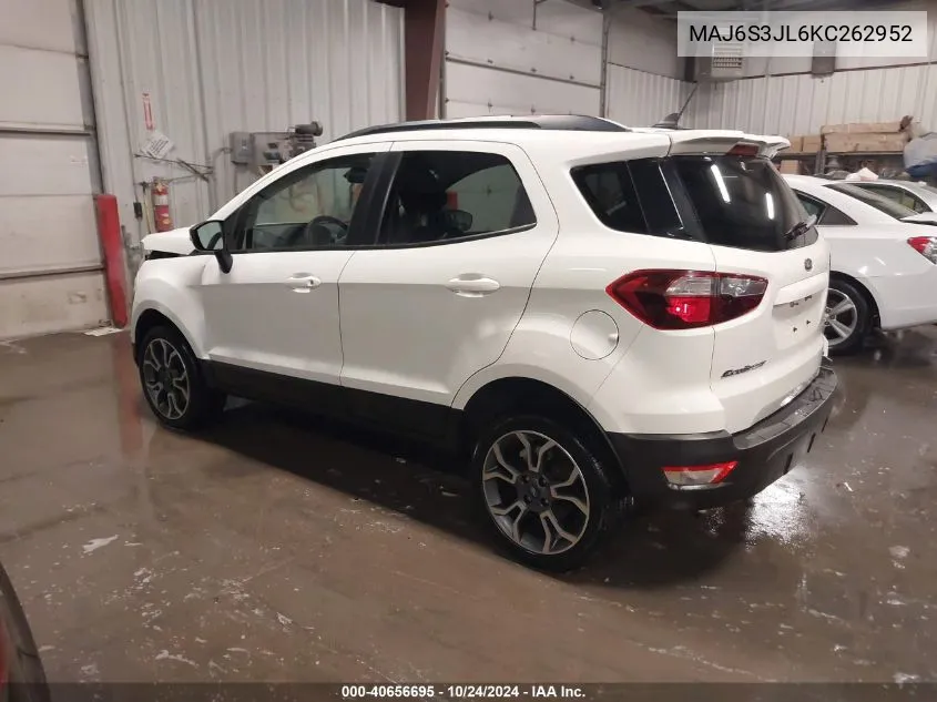 2019 Ford Ecosport Ses VIN: MAJ6S3JL6KC262952 Lot: 40656695