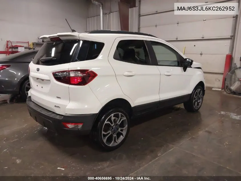 2019 Ford Ecosport Ses VIN: MAJ6S3JL6KC262952 Lot: 40656695