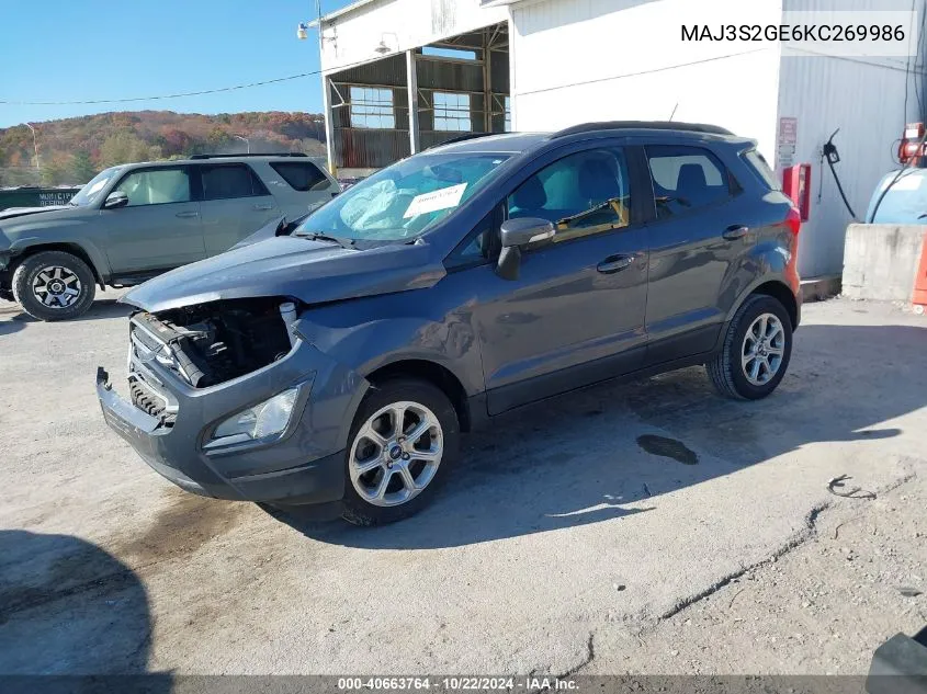 2019 Ford Ecosport Se VIN: MAJ3S2GE6KC269986 Lot: 40663764