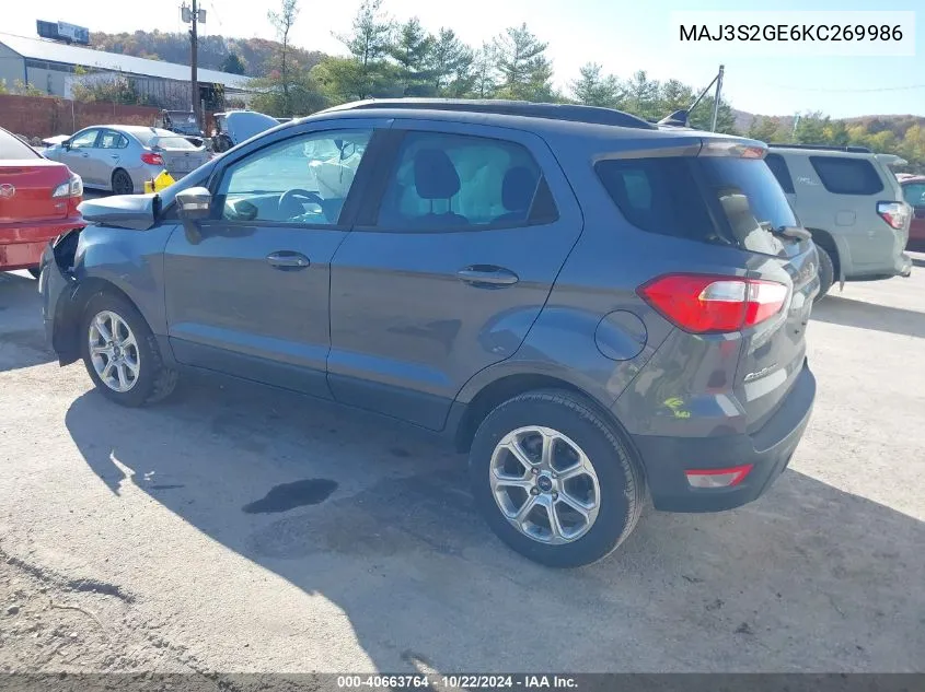 2019 Ford Ecosport Se VIN: MAJ3S2GE6KC269986 Lot: 40663764