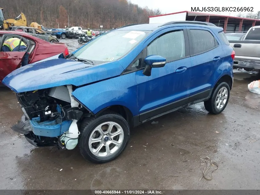 2019 Ford Ecosport Se VIN: MAJ6S3GL8KC266962 Lot: 40665944