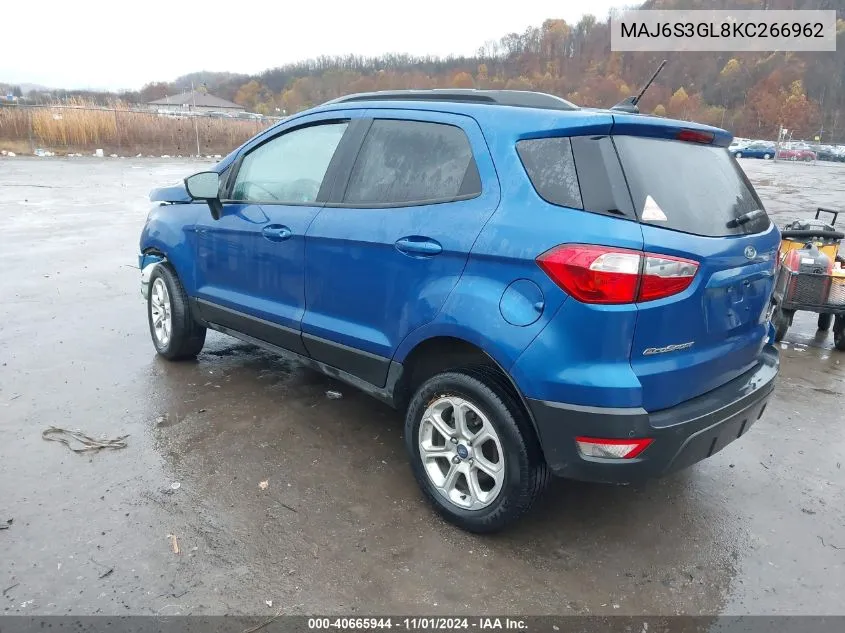 2019 Ford Ecosport Se VIN: MAJ6S3GL8KC266962 Lot: 40665944