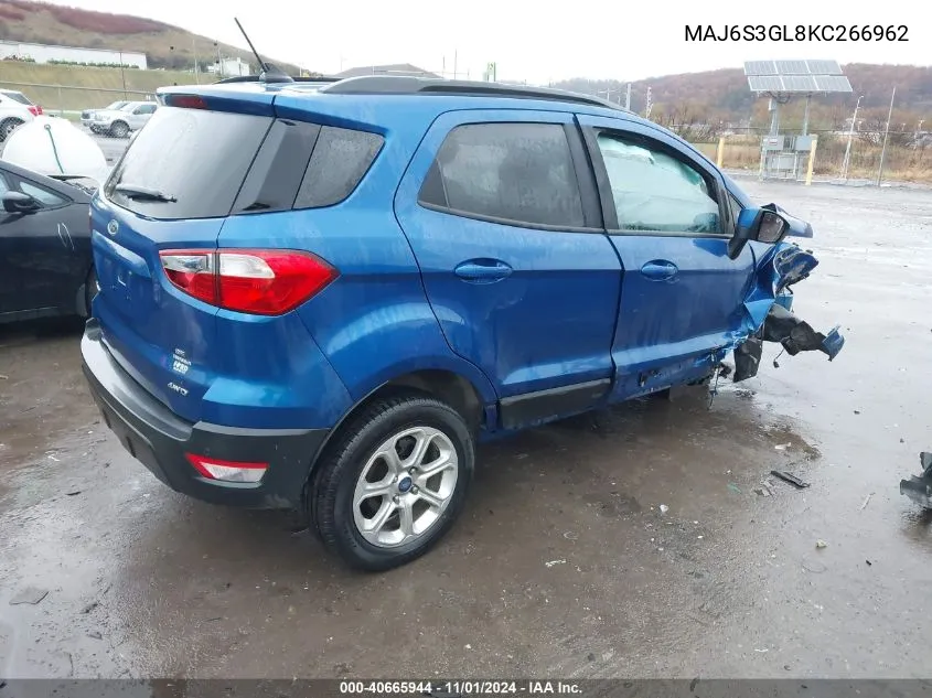 2019 Ford Ecosport Se VIN: MAJ6S3GL8KC266962 Lot: 40665944