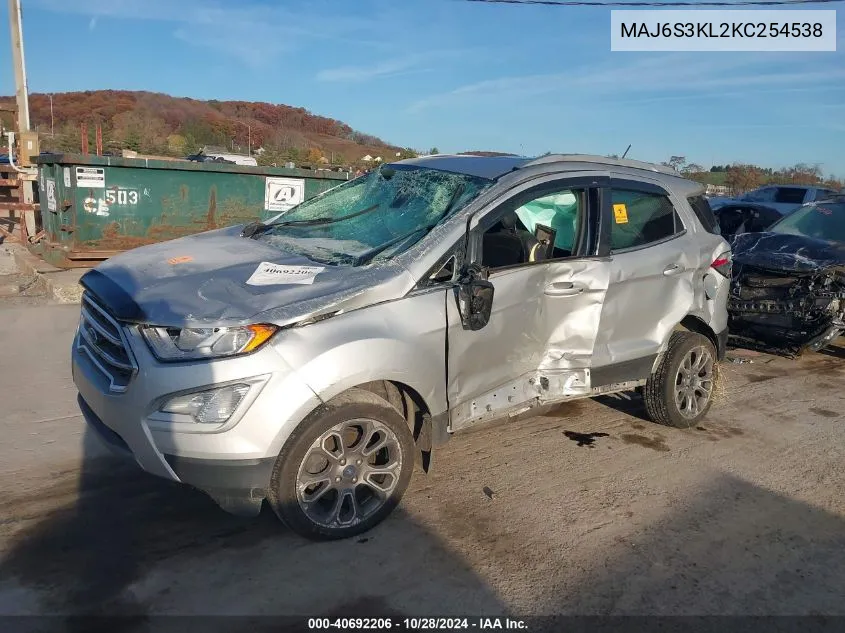 2019 Ford Ecosport Titanium VIN: MAJ6S3KL2KC254538 Lot: 40692206