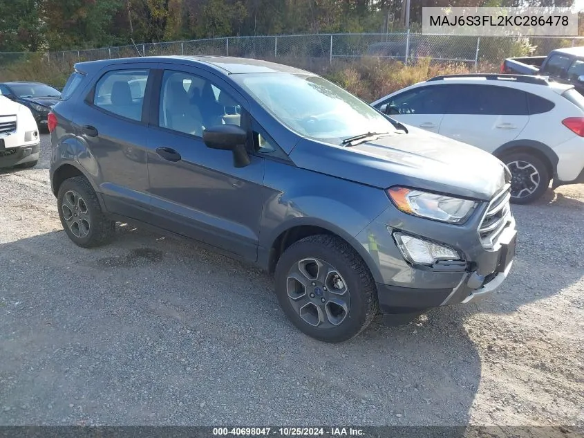 2019 Ford Ecosport S VIN: MAJ6S3FL2KC286478 Lot: 40698047