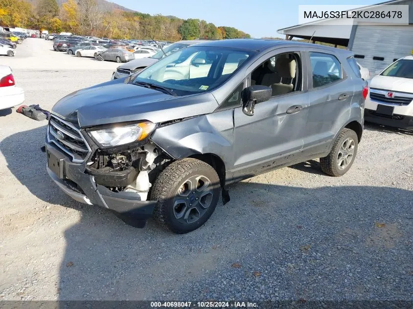 2019 Ford Ecosport S VIN: MAJ6S3FL2KC286478 Lot: 40698047