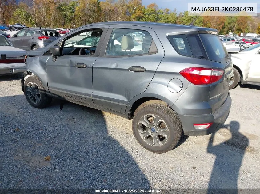 2019 Ford Ecosport S VIN: MAJ6S3FL2KC286478 Lot: 40698047