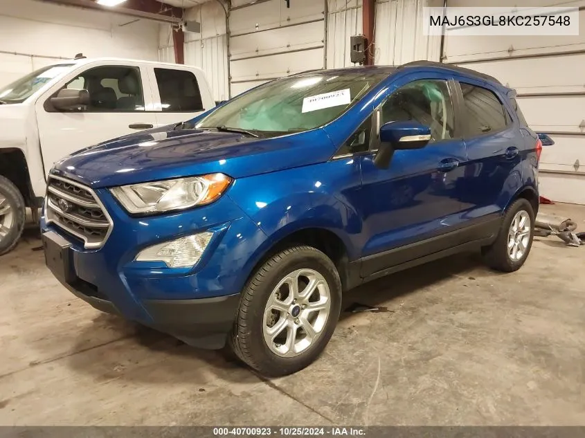 2019 Ford Ecosport Se VIN: MAJ6S3GL8KC257548 Lot: 40700923