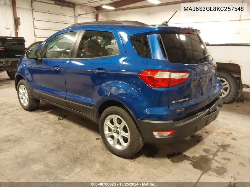 2019 Ford Ecosport Se VIN: MAJ6S3GL8KC257548 Lot: 40700923