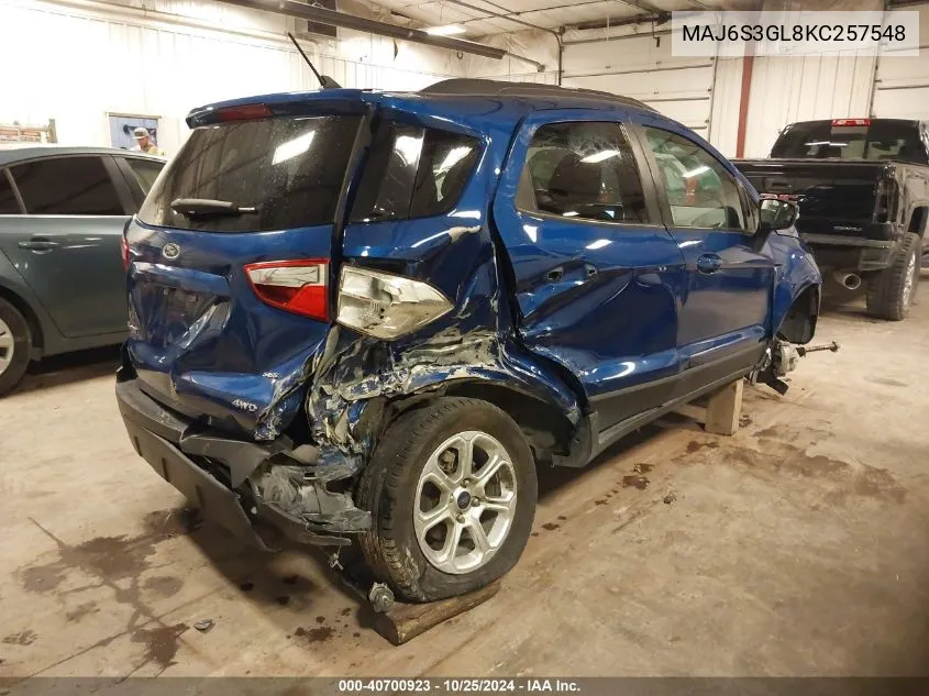 2019 Ford Ecosport Se VIN: MAJ6S3GL8KC257548 Lot: 40700923