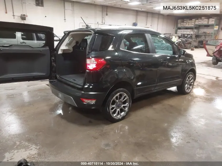 2019 Ford Ecosport Titanium VIN: MAJ6S3KL5KC251875 Lot: 40715114