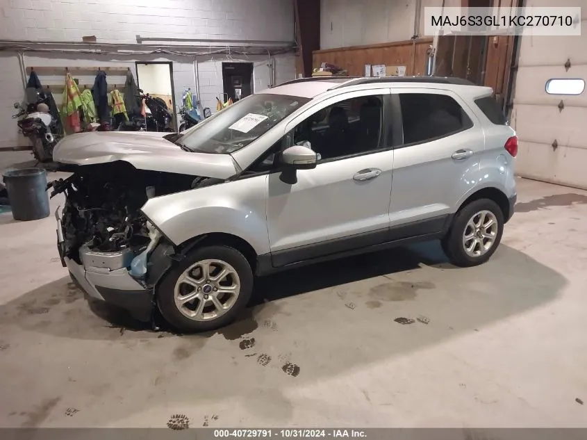 2019 Ford Ecosport Se VIN: MAJ6S3GL1KC270710 Lot: 40729791