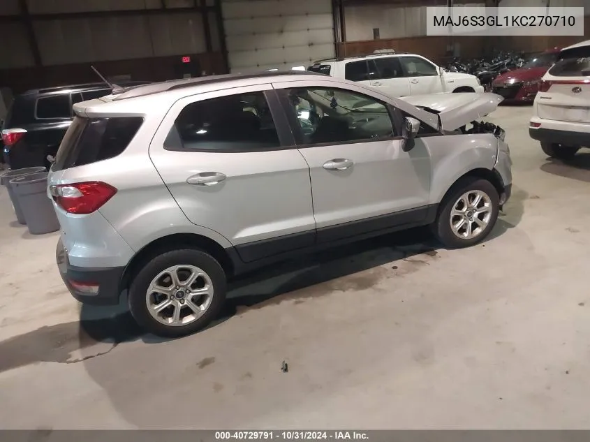 2019 Ford Ecosport Se VIN: MAJ6S3GL1KC270710 Lot: 40729791