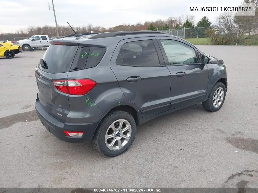 2019 Ford Ecosport Se VIN: MAJ6S3GL1KC305875 Lot: 40746782