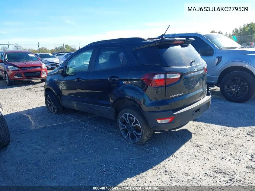 2019 Ford Ecosport Ses VIN: MAJ6S3JL6KC279539 Lot: 40753541