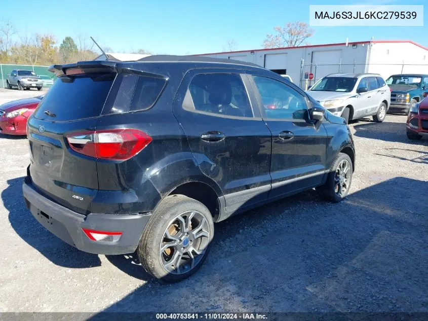 2019 Ford Ecosport Ses VIN: MAJ6S3JL6KC279539 Lot: 40753541