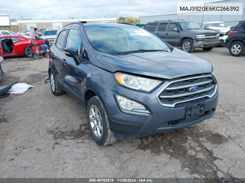 2019 Ford Ecosport Se VIN: MAJ3S2GE6KC266392 Lot: 40782919