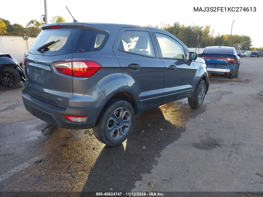 2019 Ford Ecosport S VIN: MAJ3S2FE1KC274613 Lot: 40824747